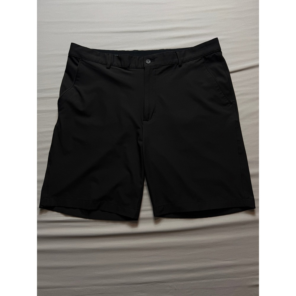 Greg Norman Mens Black Performance Golf Shorts Size‎ 38 Stretch Flat Front Shark